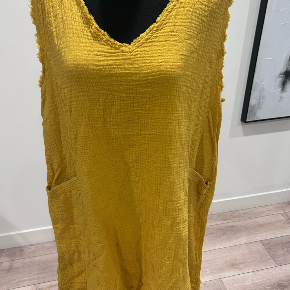 Umgee Mustard Yellow Textured Midi Dress